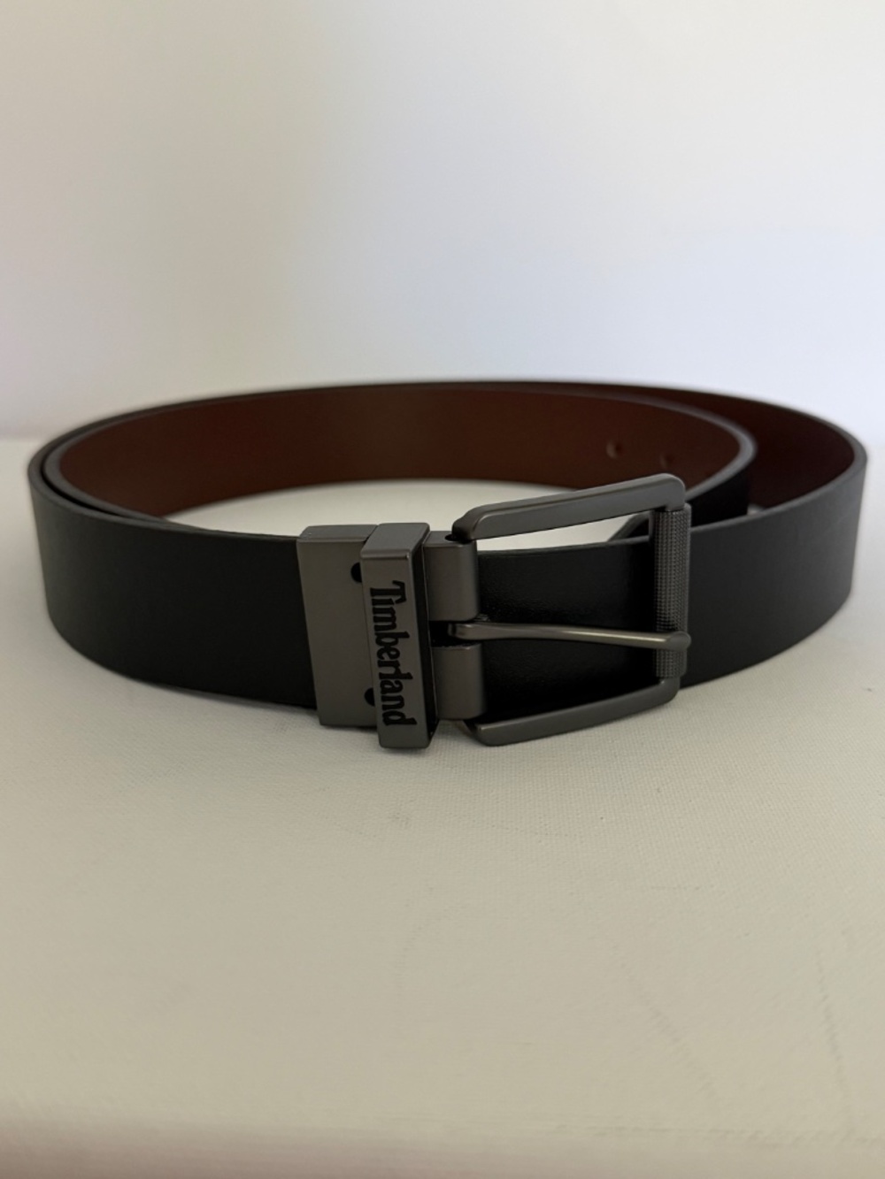 Timberland Men’s Reversible Black Brown Belt Gunmetal Buckle NWOT